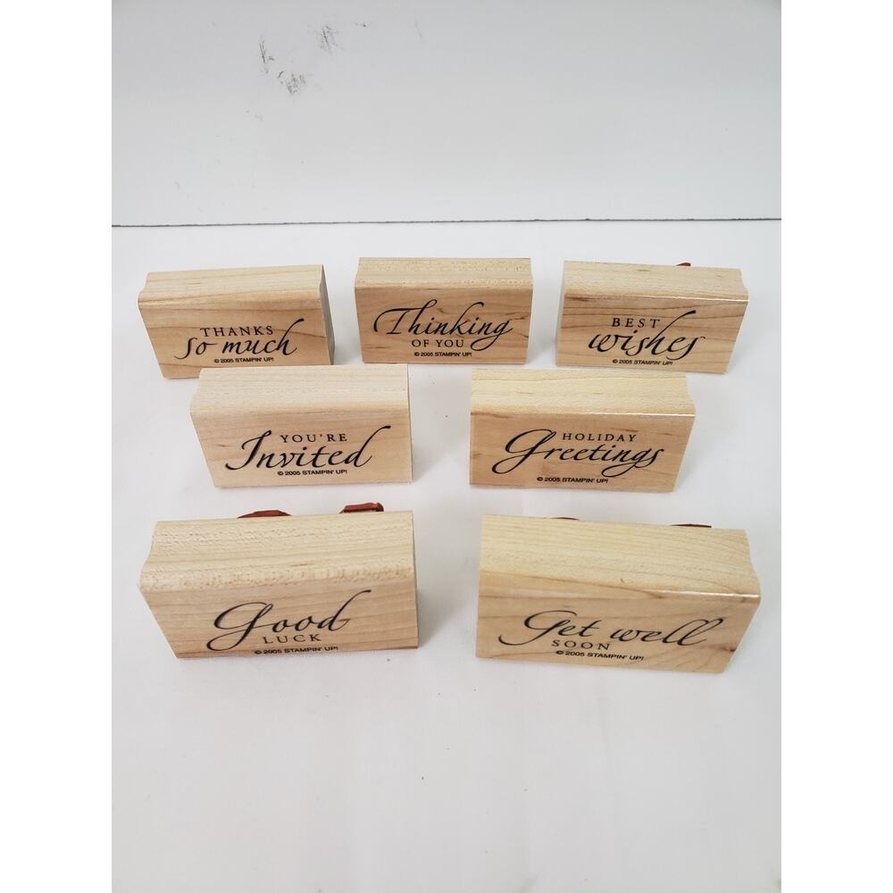 2005 Stampin' Up! Sincere Salutations Stamp Sets of 7 Sentiments Rubber Thinking